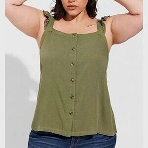 Torrid Double Gauze Ruffle Button Front Tank Top